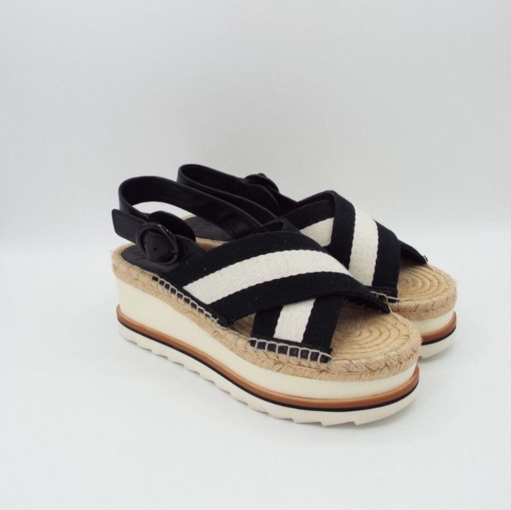 Marc Fisher Glenna Striped Platform Wedge Sandals Size 7M